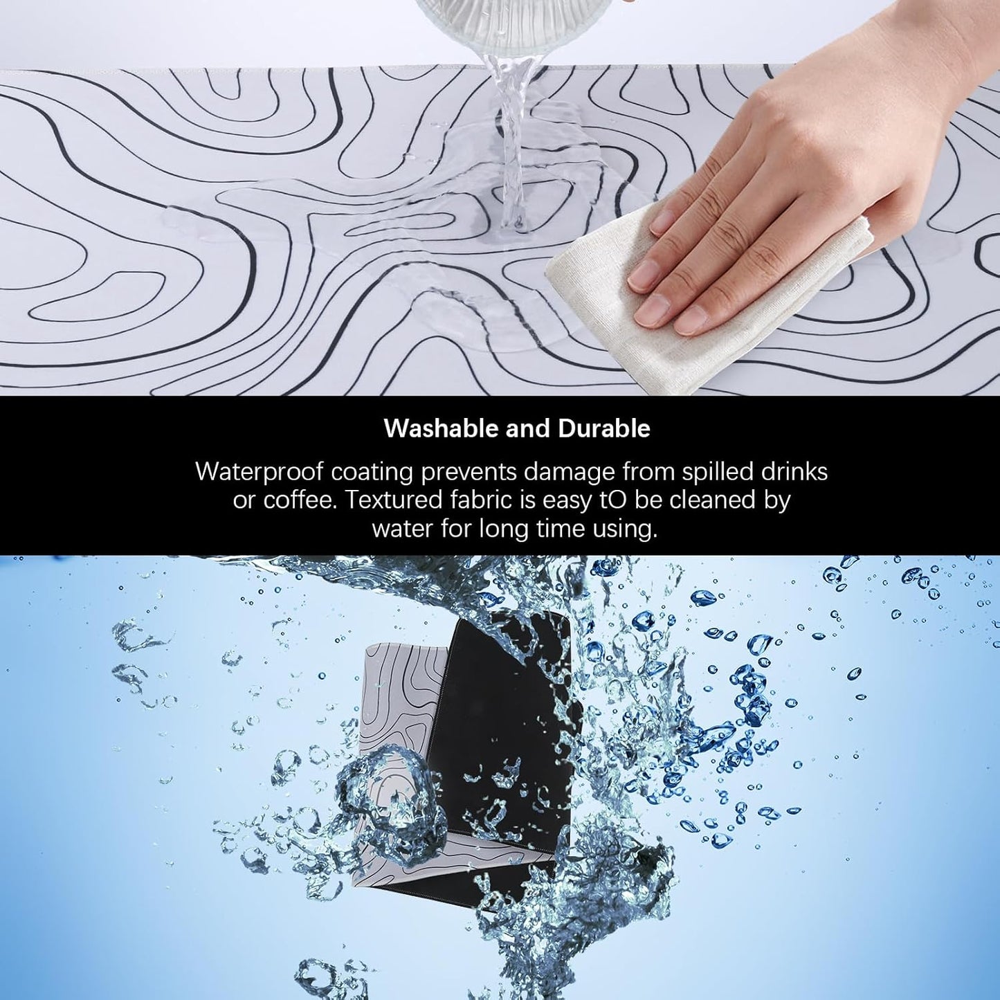 Large Mouse Pad Extended XL Mousepad with Non-Slip Rubber Base White