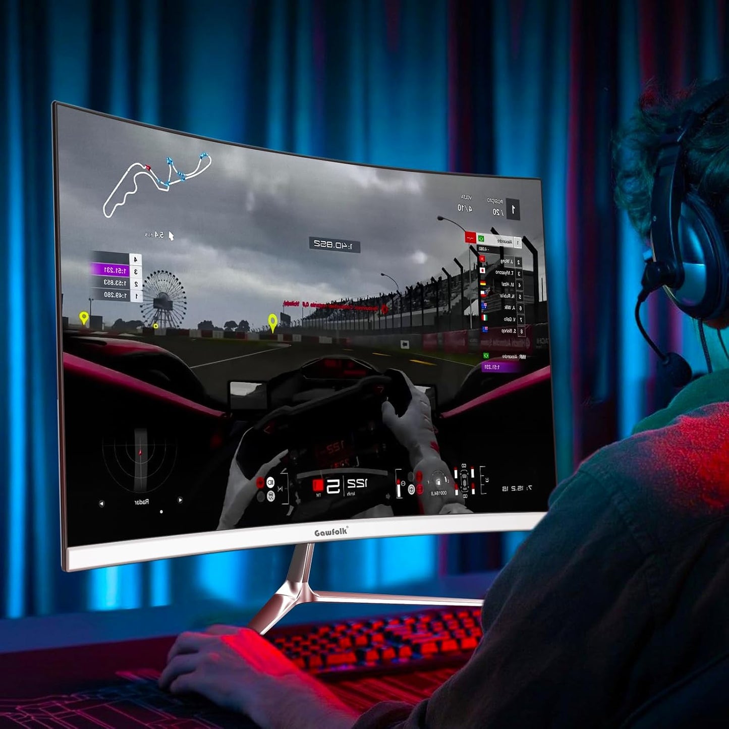 24 Inch Curved Gaming Monitor, Built-In Speakers, 120Hz, 1920X1080P Full HD, 98% Srgb, 3000R Curvature, HDMI & VGA Ports, White PC Monitor