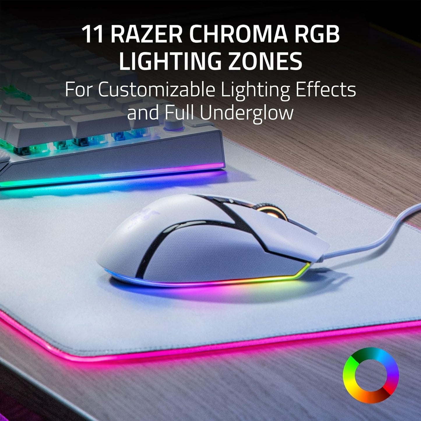 Razer Basilisk V3 - Wired Customisable Gaming Mouse - Ergonomic Design - 26K DPI Sensor - Chroma RGB - 11 Programmable Buttons - Tiltable Hyperscroll Mouse Wheel - Pc/Mac | White