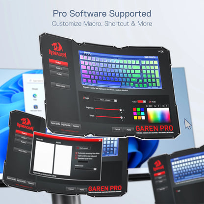 K656 PRO 3-Mode Wireless RGB Gaming Keyboard, 100 Keys Mechanical Keyboard , Hot-Swappable Socket, Purple Switches