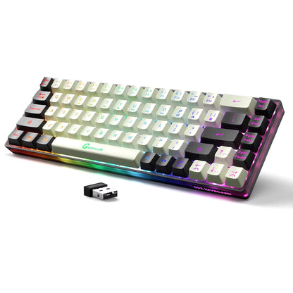 65% Compact Wireless Gaming Keyboard, Rgb Backlit, 2.4G Wireless, 2000Mah Long Battery,Quiet Membrane, Portable for Gaming