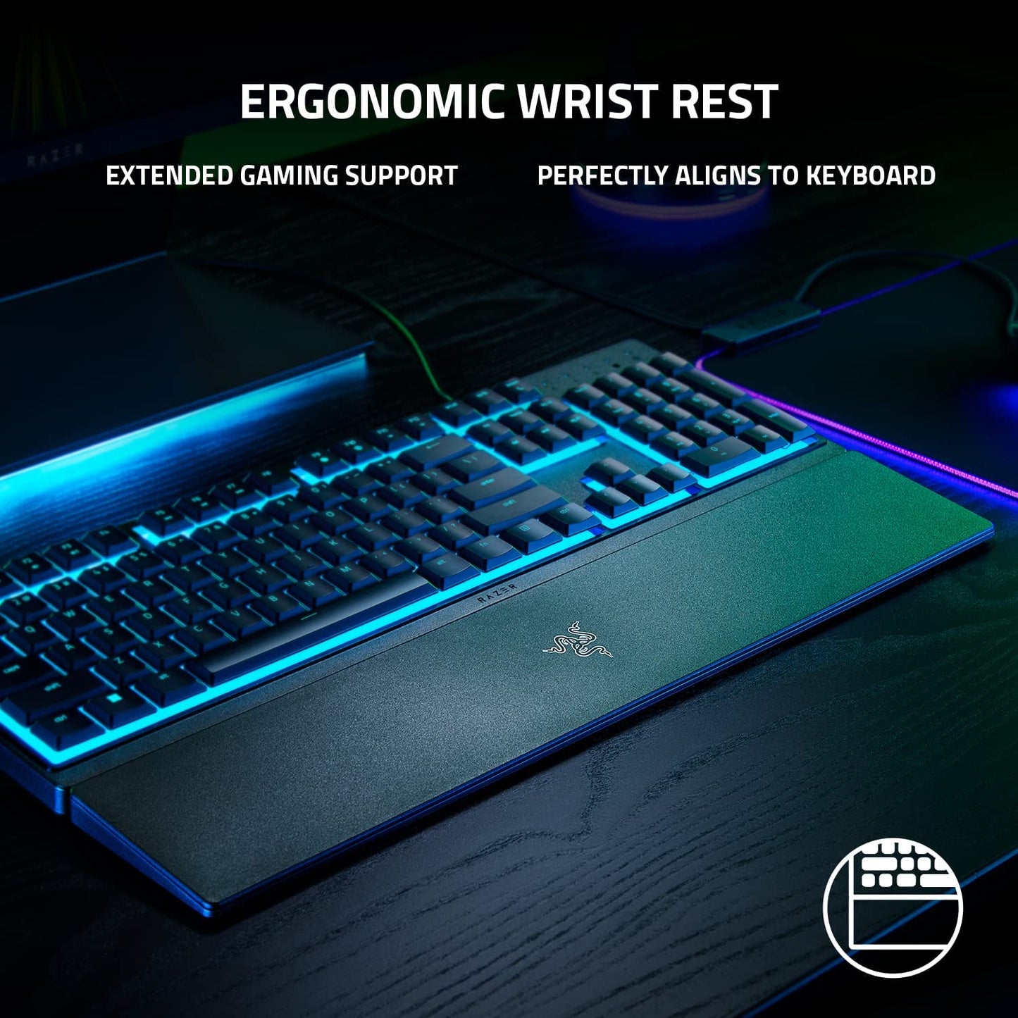 Razer Ornata V3 X - Low Profile Gaming Keyboard (Silent Membrane Switches, Uv-Coated Keycaps, Durable, Spill-Resistant Design, Ergonomic Writst Rest) QWERTY UK Layout | Black
