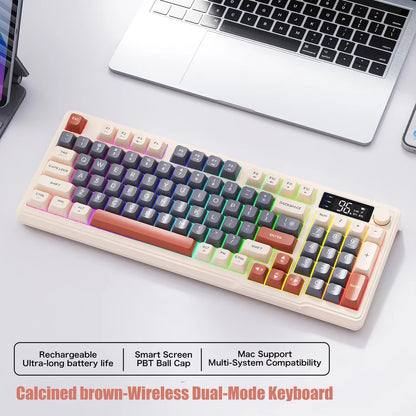 M96 Bluetooth Keyboard Wireless  Screen Gaming Keyboard,Electronic Screen, Multi-Device Connection,Ergonomics Gaming