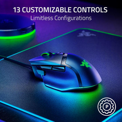 Razer Basilisk V3 35K - Fully Customizable Ergonomic Wired Gaming Mouse - Focus Pro 35K Optical Sensor (Hyperscroll Tilt Wheel, 11-Zone Chroma Lighting, Optical Mouse Switches Gen-3) Black