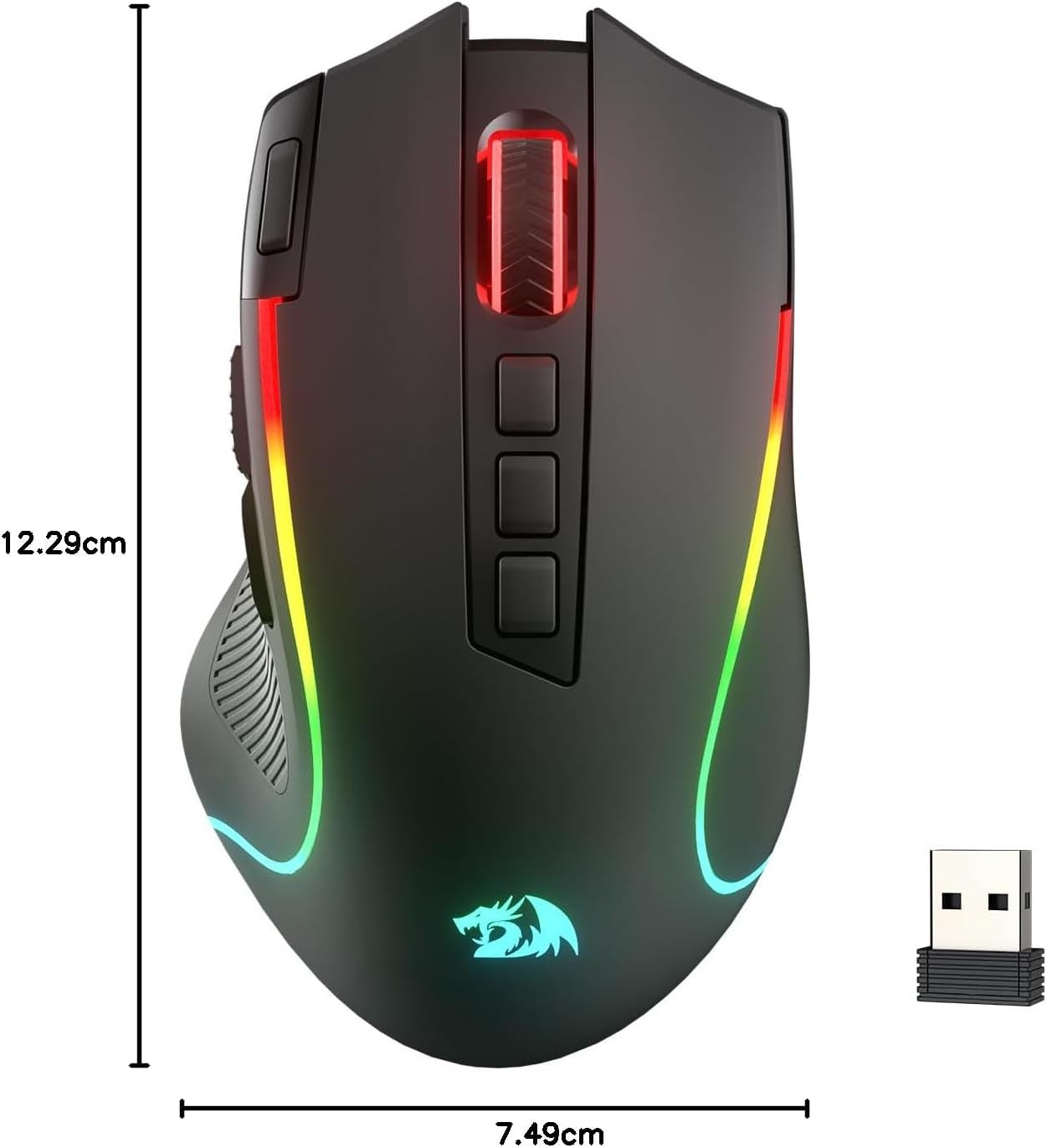 M612 PRO RGB Gaming Mouse, 8000 DPI Wired/Wireless Optical Gamer Mouse with 9 Programmable Buttons & 7 Backlit Modes, BT & 2.4G Wireless, Software Supports DIY Keybinds Rapid Fire Button