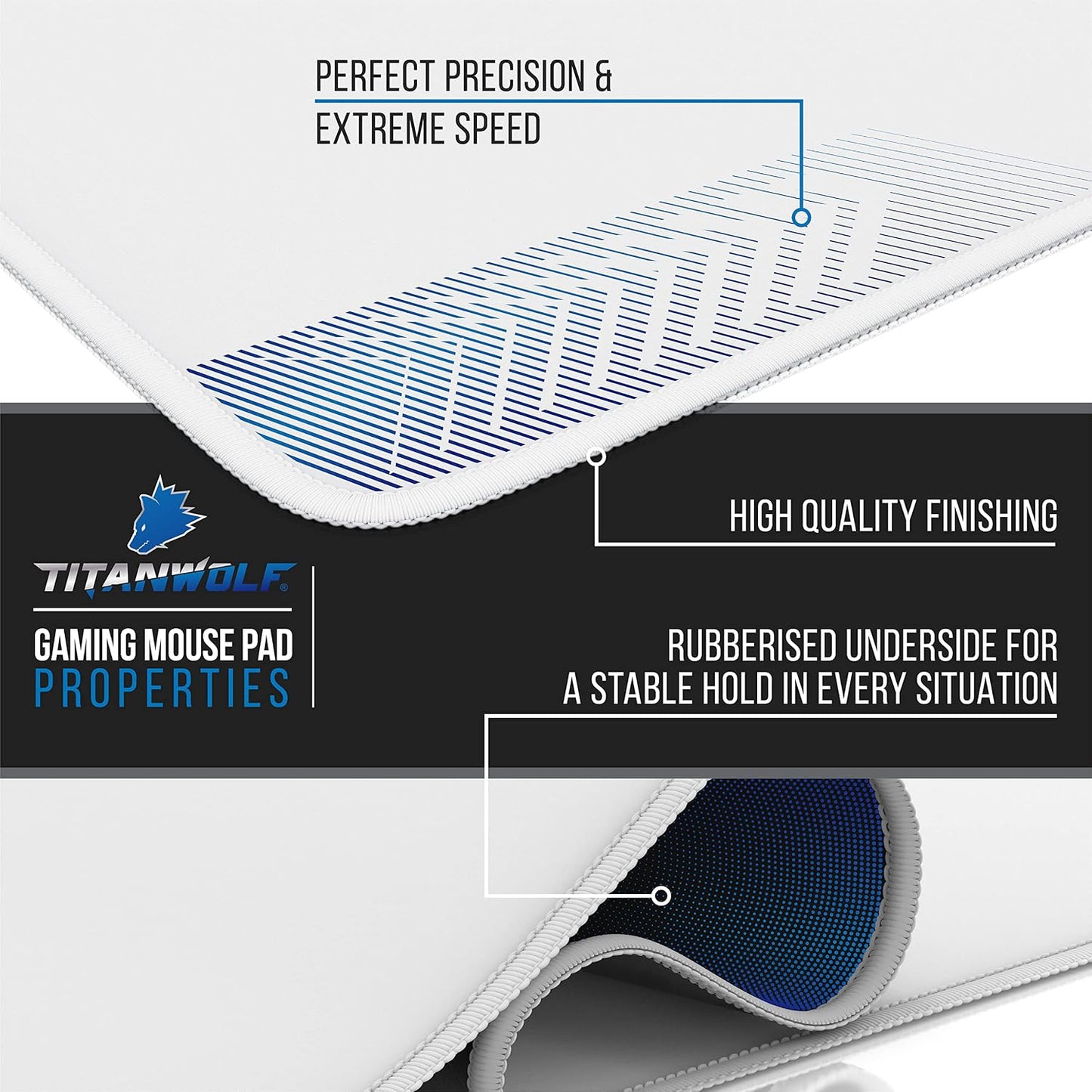 - XXXL Mouse Mat - 1200 X 600 X 3 Mm Mouse Pad – Extra Large Speed Gaming Mousepad - Table Mat Large Size - Improved Precision and Speed – Design White
