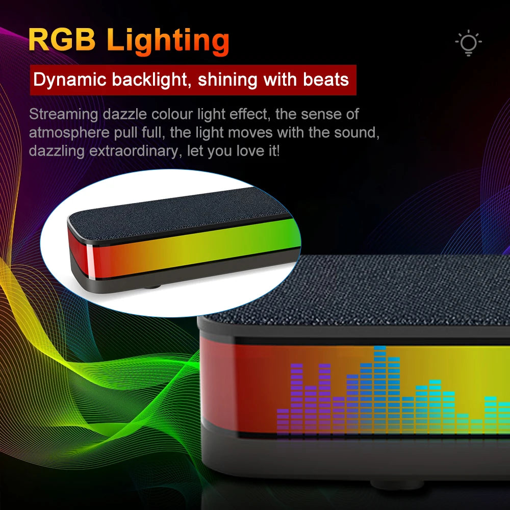 NEO GS515 USB RGB Desktop Soundbar 2.0 Channel Stereo Computer Speakers Support Bluetooth Wireless for PC Loudspeakers