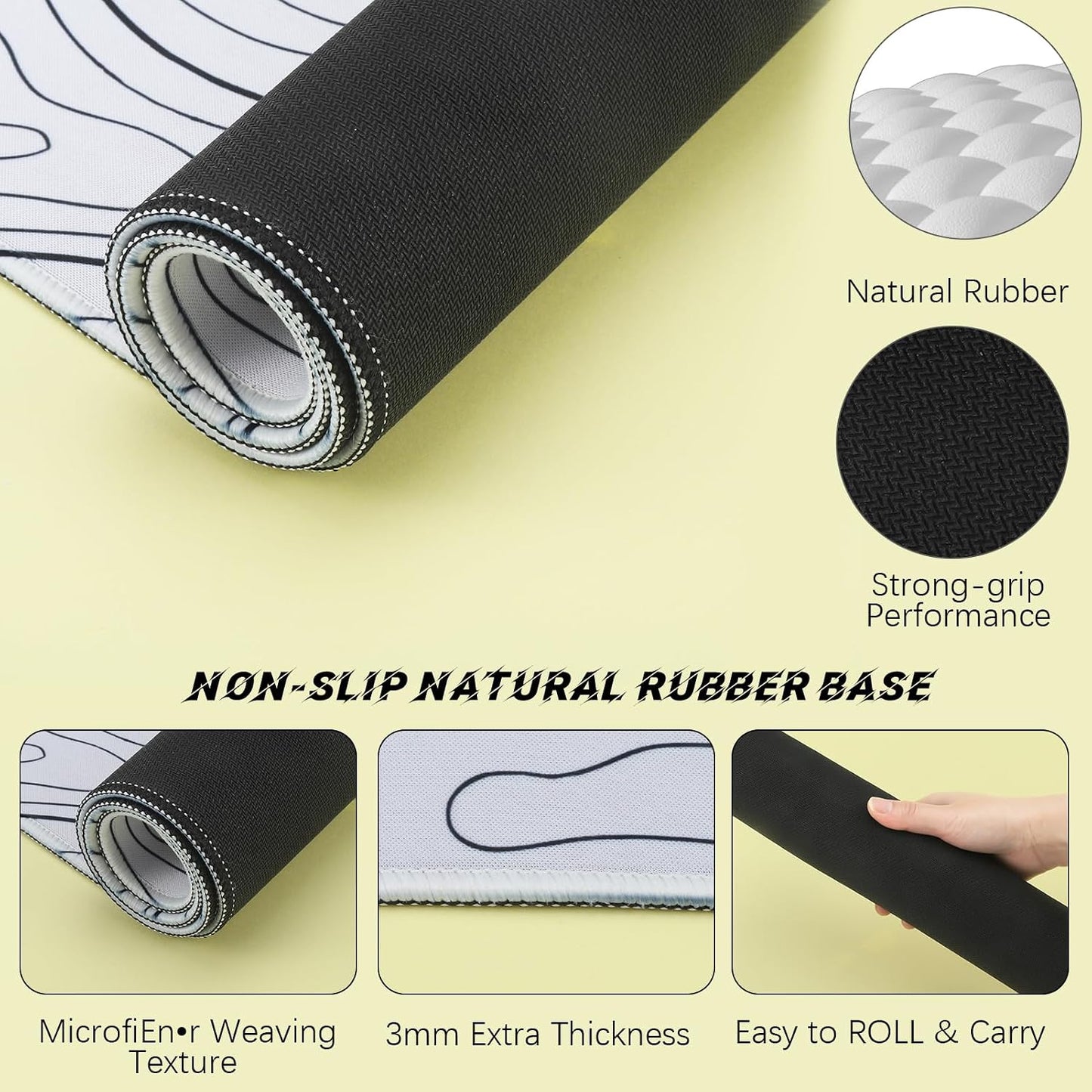 Large Mouse Pad Extended XL Mousepad with Non-Slip Rubber Base White