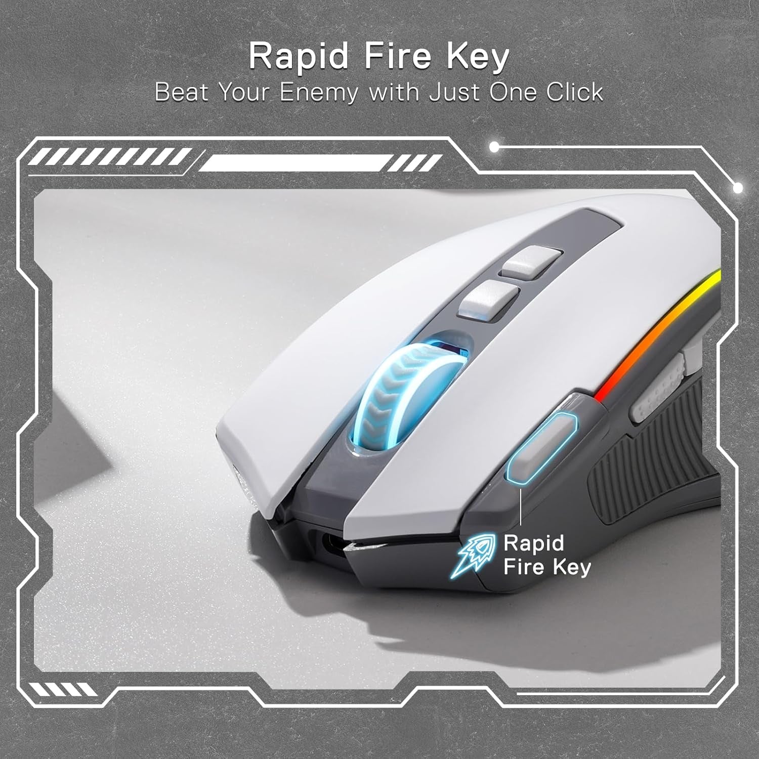 M612 PRO RGB Gaming Mouse, 8000 DPI Wired/Wireless Optical Gamer Mouse with 11 Programmable Buttons & 6 Backlit Modes, BT & 2.4G Wireless, Software Supports, Gray | 9 Programmable Buttons, 6 Backlight Modes, BT 2.4G Software Support, Wireless