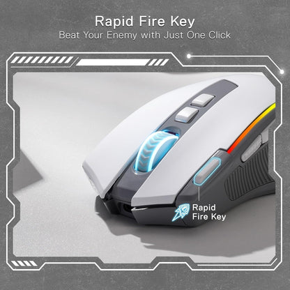 M612 PRO RGB Gaming Mouse, 8000 DPI Wired/Wireless Optical Gamer Mouse with 11 Programmable Buttons & 6 Backlit Modes, BT & 2.4G Wireless, Software Supports, Gray | 9 Programmable Buttons, 6 Backlight Modes, BT 2.4G Software Support, Wireless
