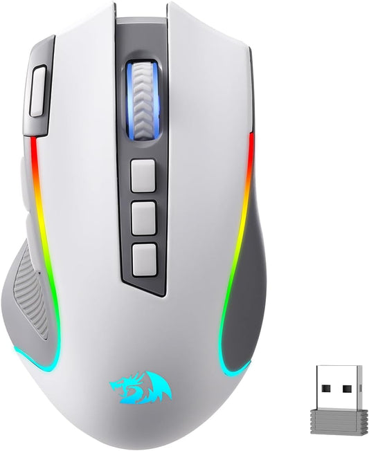 M612 PRO RGB Gaming Mouse, 8000 DPI Wired/Wireless Optical Gamer Mouse with 11 Programmable Buttons & 6 Backlit Modes, BT & 2.4G Wireless, Software Supports, Gray | 9 Programmable Buttons, 6 Backlight Modes, BT 2.4G Software Support, Wireless