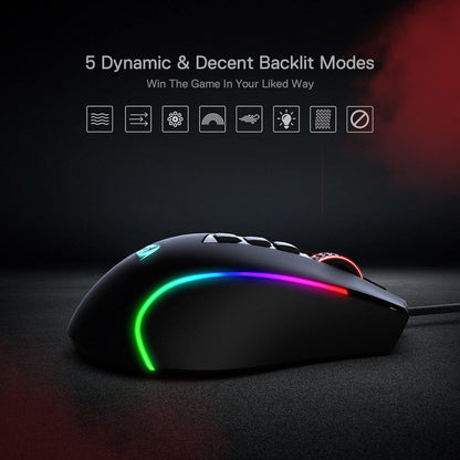 M612 Predator RGB Gaming Mouse, 8000 DPI Wired Optical Gamer Mouse with 11 Programmable Buttons & 5 Backlit Modes, Software Supports DIY Keybinds Rapid Fire Button