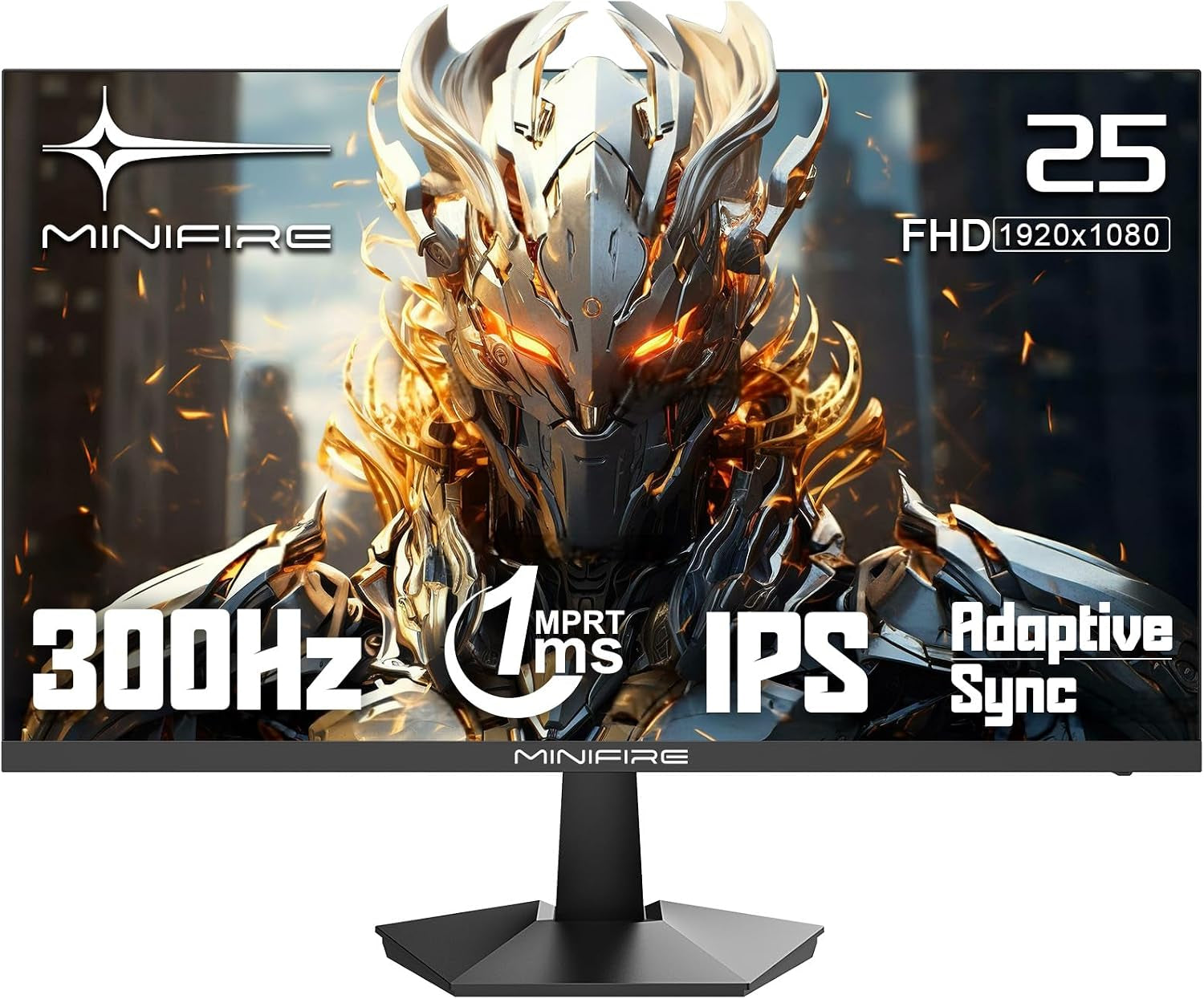 25 Inch 300Hz Gaming Monitor, Full HD 1080P Fast IPS, 1Ms MPRT, Adaptive-Sync, DCI-P3 90%, Srgb 120%, HDR, Anti-Bluelight, HDMI 2.0 & DP1.4, Eye Care, VESA 75X75 (MFG25X1 Pro)