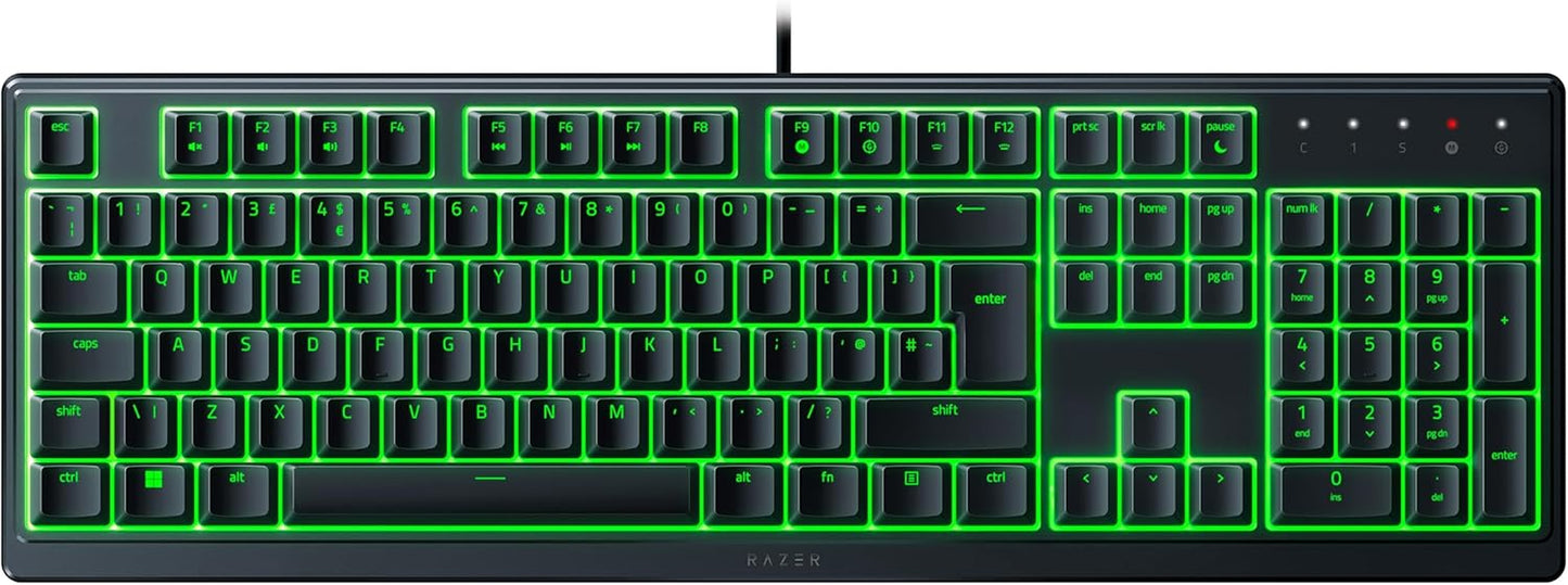Razer Ornata V3 X - Low Profile Gaming Keyboard (Silent Membrane Switches, Uv-Coated Keycaps, Durable, Spill-Resistant Design, Ergonomic Writst Rest) QWERTY UK Layout | Black
