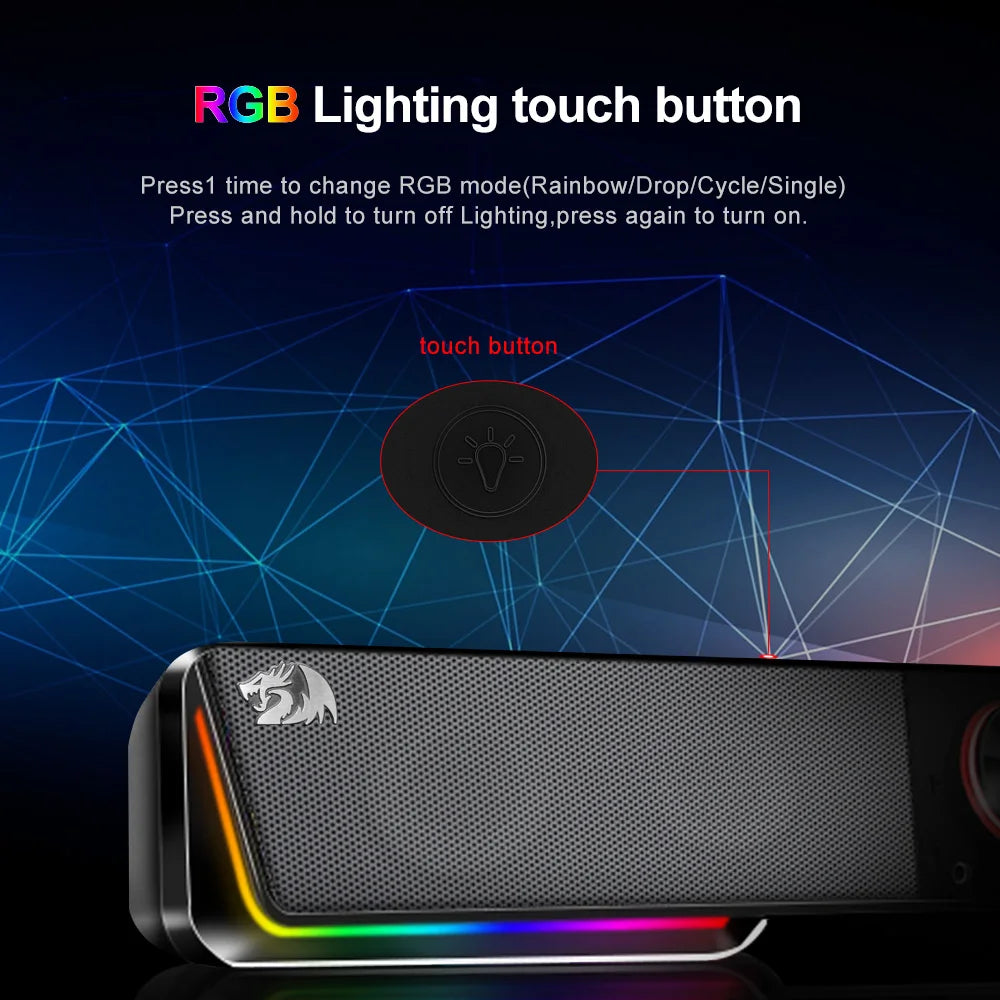GS570 Darknets Support Bluetooth Wireless Aux 3.5 Surround RGB Speakers Column Sound Bar for Computer PC Loudspeakers
