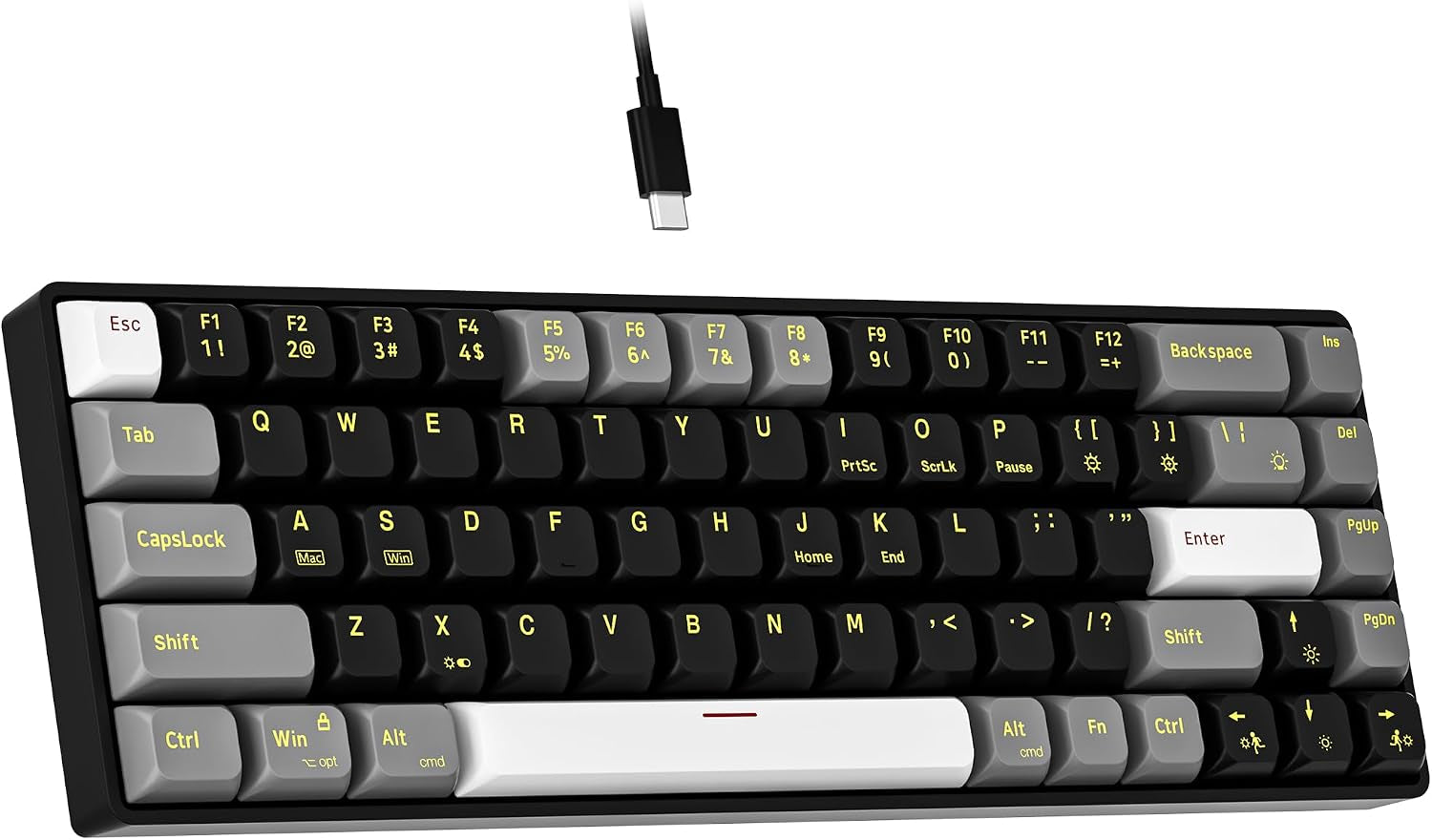 GM681 Wired Mechanical Keyboard,60% Gaming Keyboard,Led Backlit | Wired Mechanical Keyboard,60% Gaming Keyboard,Led Backlit,Compact,Usb,Ergonomic,Mini,Office,Pc,Laptop,Qwerty,Red Switches