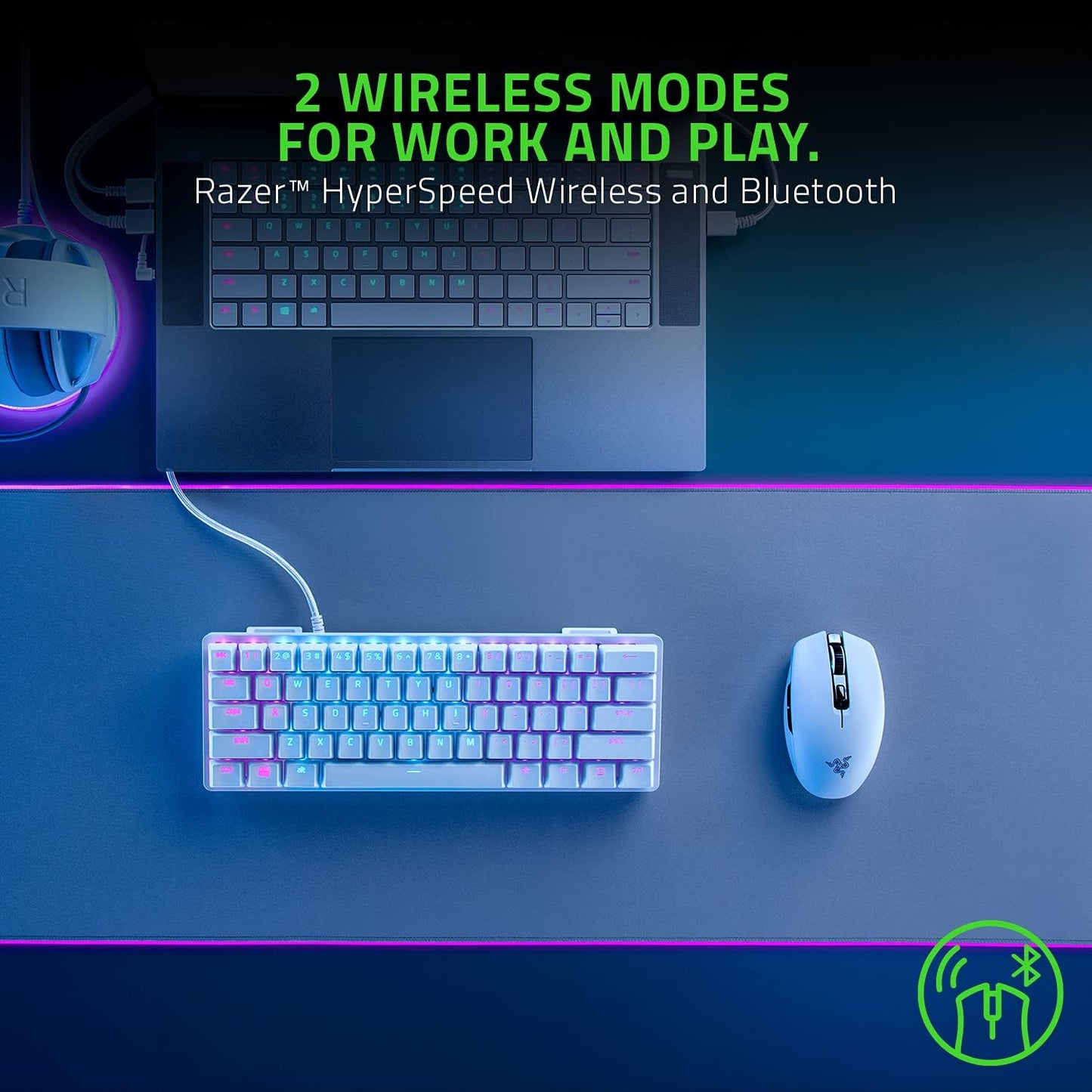 Razer Orochi V2 - Mobile Wireless Gaming Mouse with up to 950 Hours of Battery Life (Ultra Lightweight Design, Hyperspeed Wireless and Bluetooth, 2Nd Gen Mechanical Mouse Switches) Mercury White