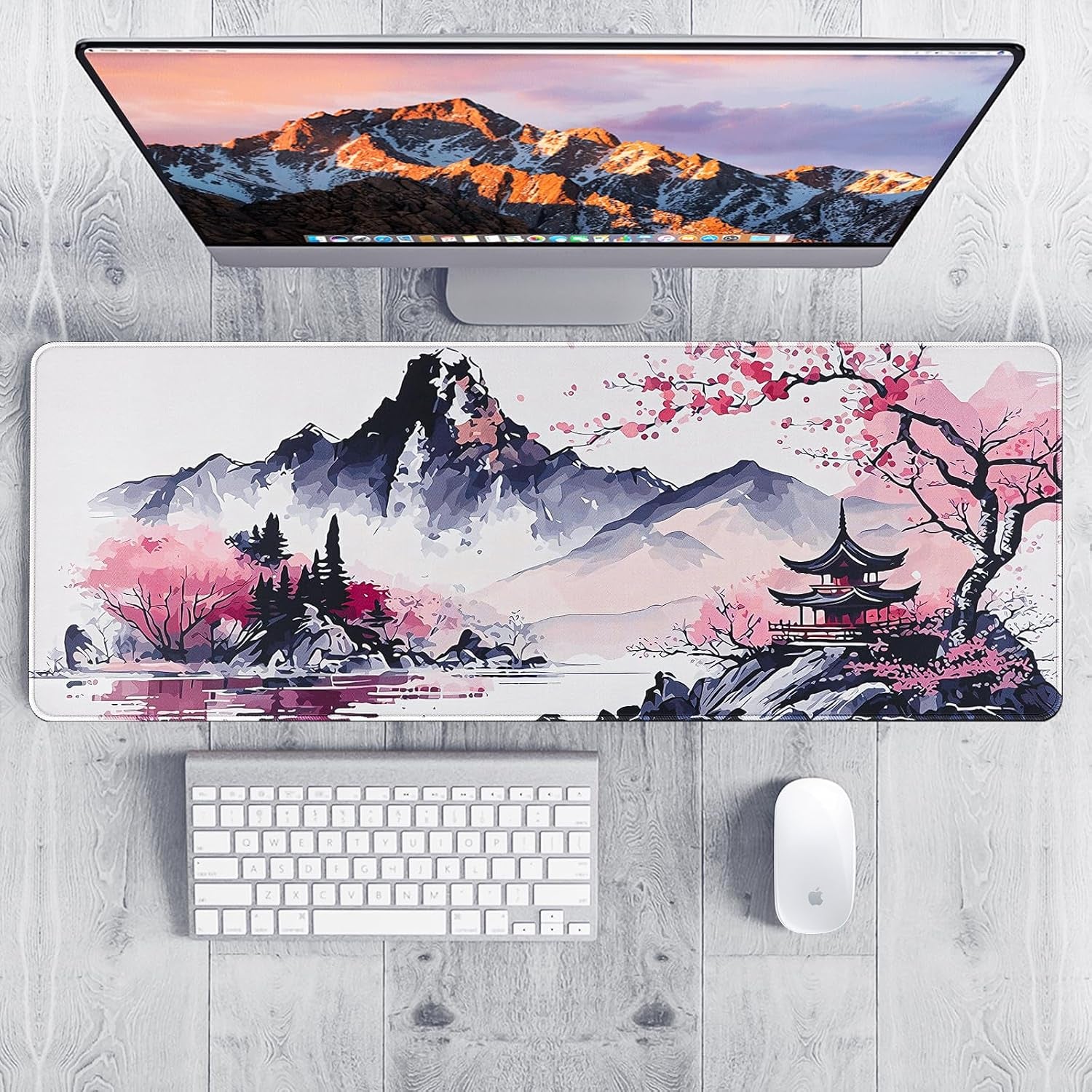 Gaming Mouse Mat Large Mouse Pad (31.5" X 11.8") Washable Laptop Desk Pad, Japanese Keyboard Pad, Non-Slip Rubber Base Desk Mat for Macbook, PC, Laptop, Office