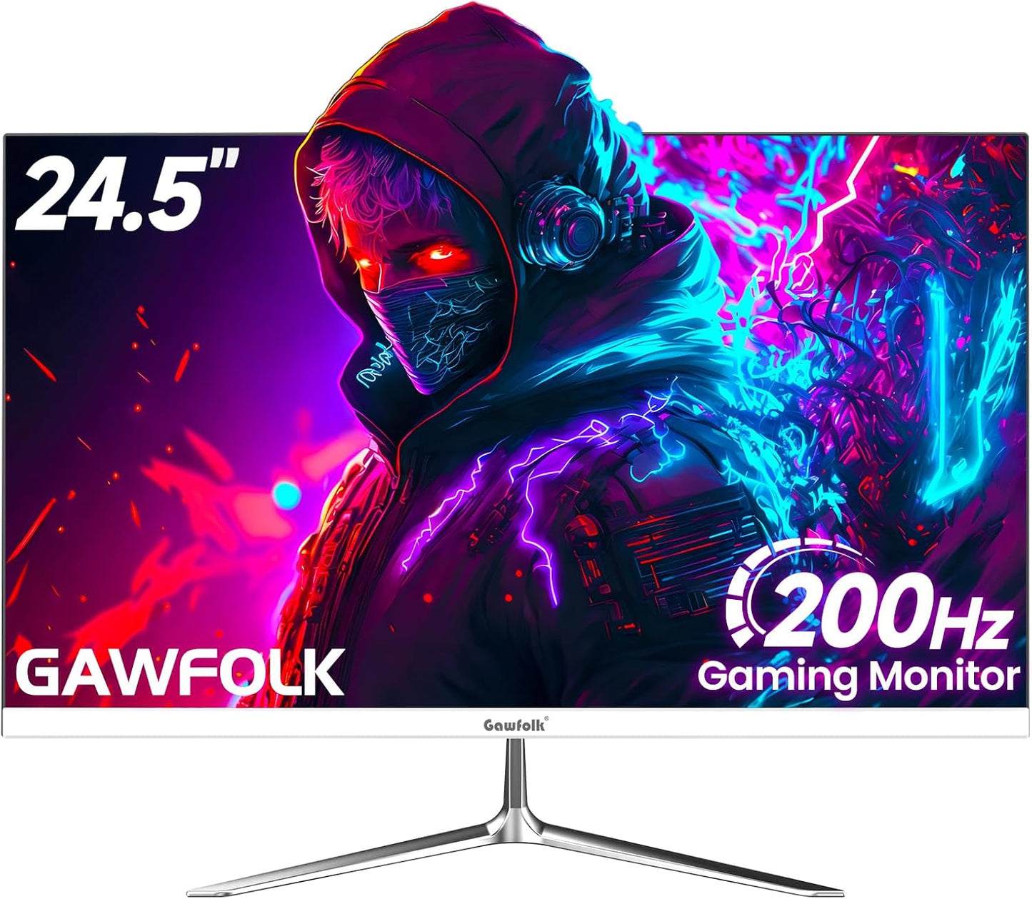 24 Inch Gaming Monitor, 200Hz Computer Monitor, FHD 1080P PC Monitors, 24.5" Frameless Monitors Va,Srgb 100%, Displayport, Hdmi,Eye Care, Wall-Mounted 75 * 75Mm Compatible