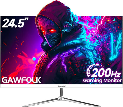 24 Inch Gaming Monitor, 200Hz Computer Monitor, FHD 1080P PC Monitors, 24.5" Frameless Monitors Va,Srgb 100%, Displayport, Hdmi,Eye Care, Wall-Mounted 75 * 75Mm Compatible