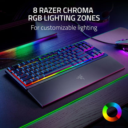 Razer Ornata V3 Tenkeyless - Compact Low Profile Gaming Keyboard (Mecha-Membrane Switches, Uv-Coated Keycaps, Backlit Dedicated Media Keys, Magnetic Soft-Touch Wrist Rest) QWERTY UK Layout | Black
