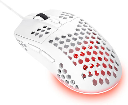 Helox USB White Gaming Mouse Superlight 65G | Adjustable DPI (200-6400), Optical Sensor, 6 Programmable Buttons, RGB LED Lighting, Gaming PC Gaming Laptop Macbook