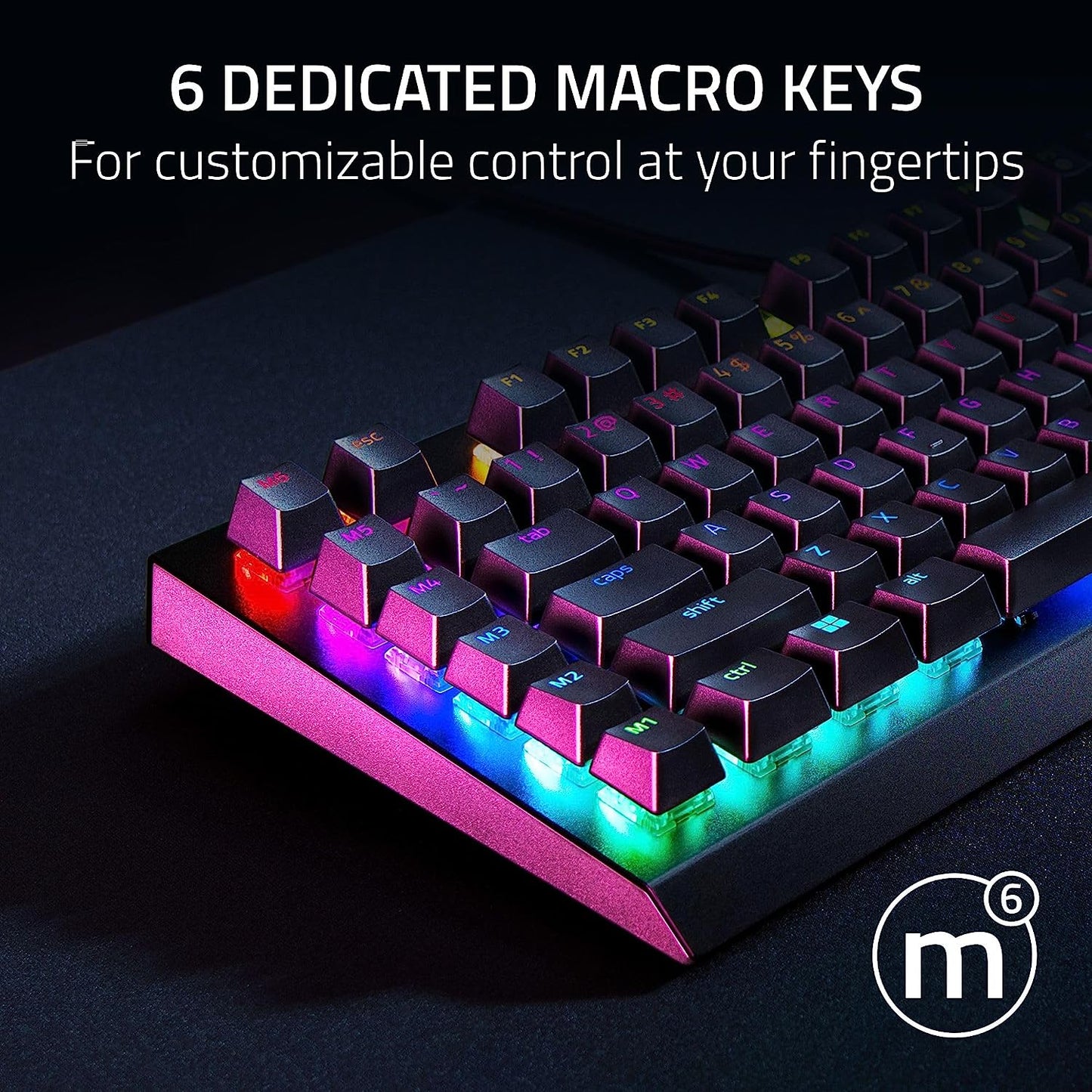 Razer Blackwidow V4 X (Green Switch) - Mechanical Gaming Keyboard Chroma RGB (Clicky Mechanical Switches, 6 Dedicated Macro Keys, Doubleshot ABS Keycaps) QWERTY UK Layout | Black