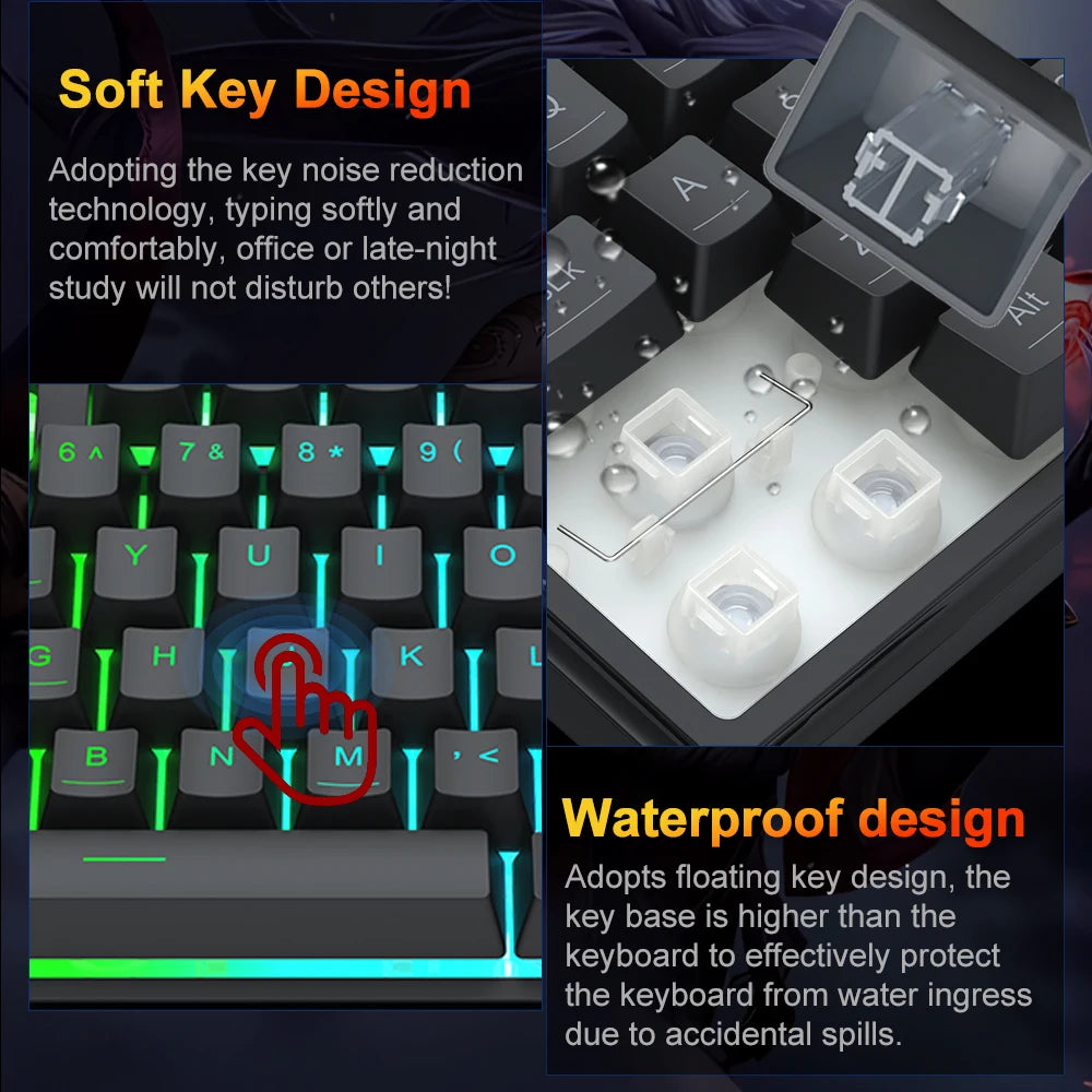 SHIVA K517 RGB USB RGB Wired Membrane Gaming Keyboard 94 Key for PC Computer Laptop Gamer Detachable Cable