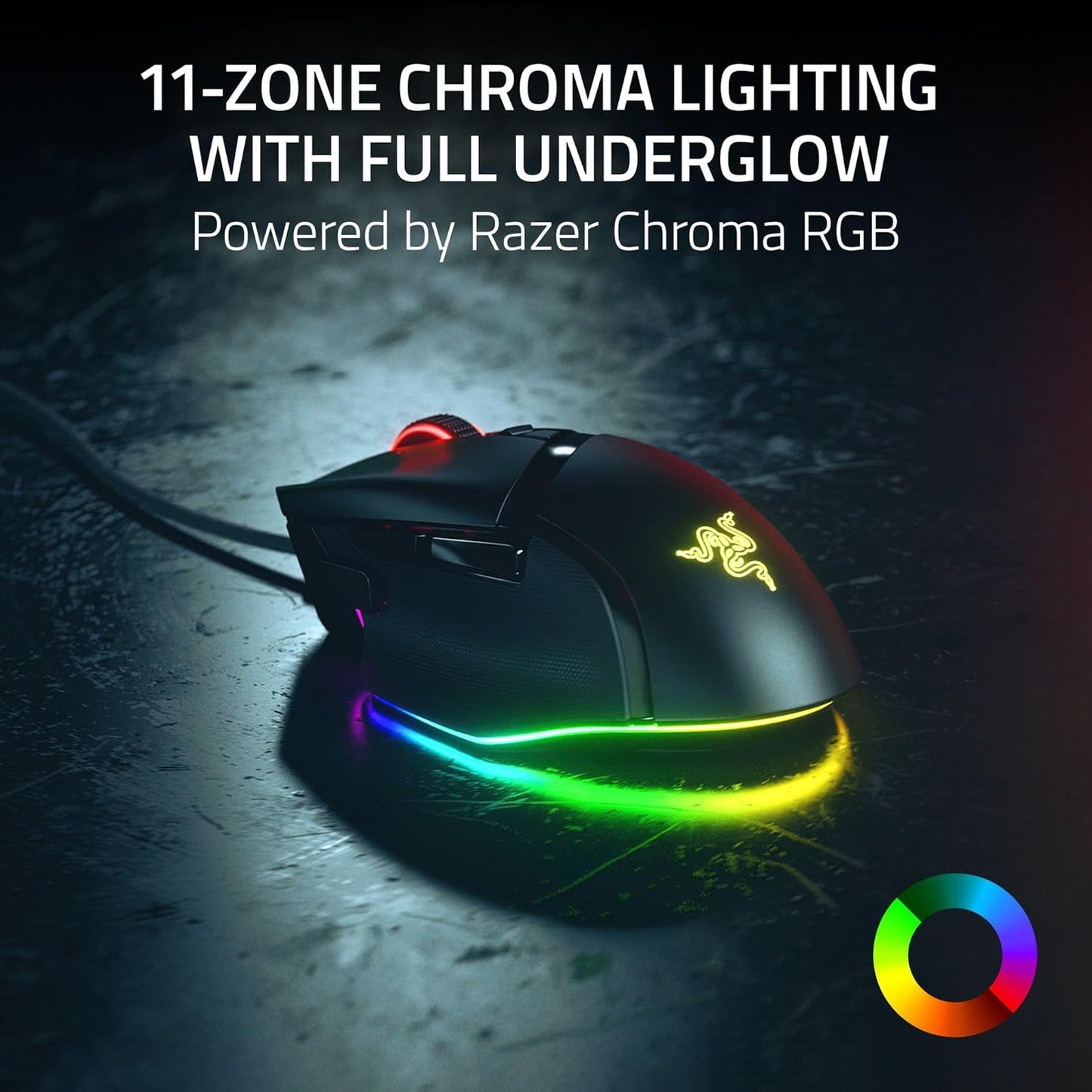 Razer Basilisk V3 35K - Fully Customizable Ergonomic Wired Gaming Mouse - Focus Pro 35K Optical Sensor (Hyperscroll Tilt Wheel, 11-Zone Chroma Lighting, Optical Mouse Switches Gen-3) Black