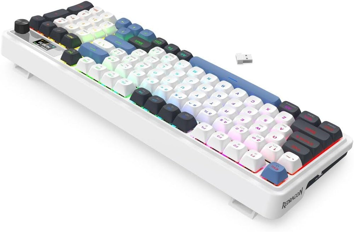 K719 Wireless Gasket Gaming Keyboard W/Hype Screen & Knob, 95 Keys Mechanical Keyboard, Easy-Control 1.14’’ TFT Info Display, 5-Layer Noise Dampener, round PBT Keycaps, Mint Mambo Switch | Easy-Control LED Info Display, 0-Delay Tri-Mode, Cushioned 5-Layer Noise Dampening for Creamy Thocky Sound, Practical 95 Keys