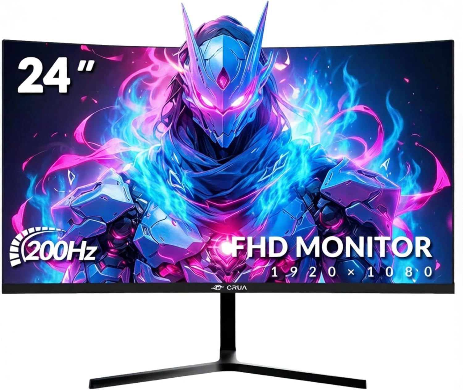 24 Inch Curved Gaming Monitor, 180Hz/200Hz FHD 1080P, 1Ms Response, AMD Freesync, Eye-Care Flicker-Free, Frameless Esports Display with HDMI & DP, VESA Wall Mount – Black
