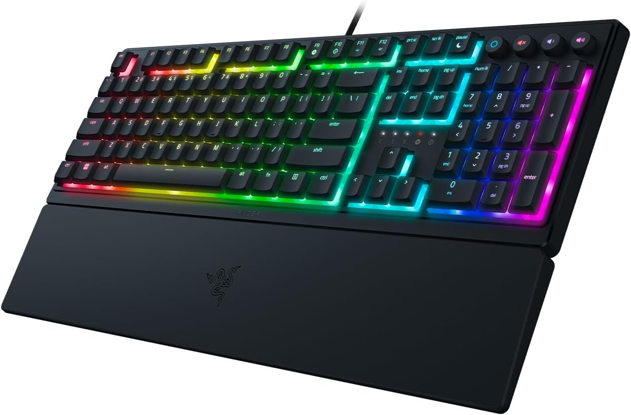 Razer Ornata V3 - Low-Profile Mecha-Membrane Keyboard with Razer Chroma RGB (Hybrid Mecha-Membrane Switch, Ergonomic Wrist Rest) QWERTY UK Layout | Black
