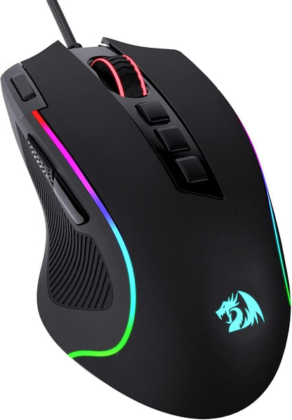 M612 Predator RGB Gaming Mouse, 8000 DPI Wired Optical Gamer Mouse with 11 Programmable Buttons & 5 Backlit Modes, Software Supports DIY Keybinds Rapid Fire Button