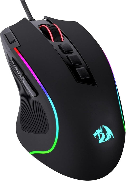 M612 Predator RGB Gaming Mouse, 8000 DPI Wired Optical Gamer Mouse with 11 Programmable Buttons & 5 Backlit Modes, Software Supports DIY Keybinds Rapid Fire Button