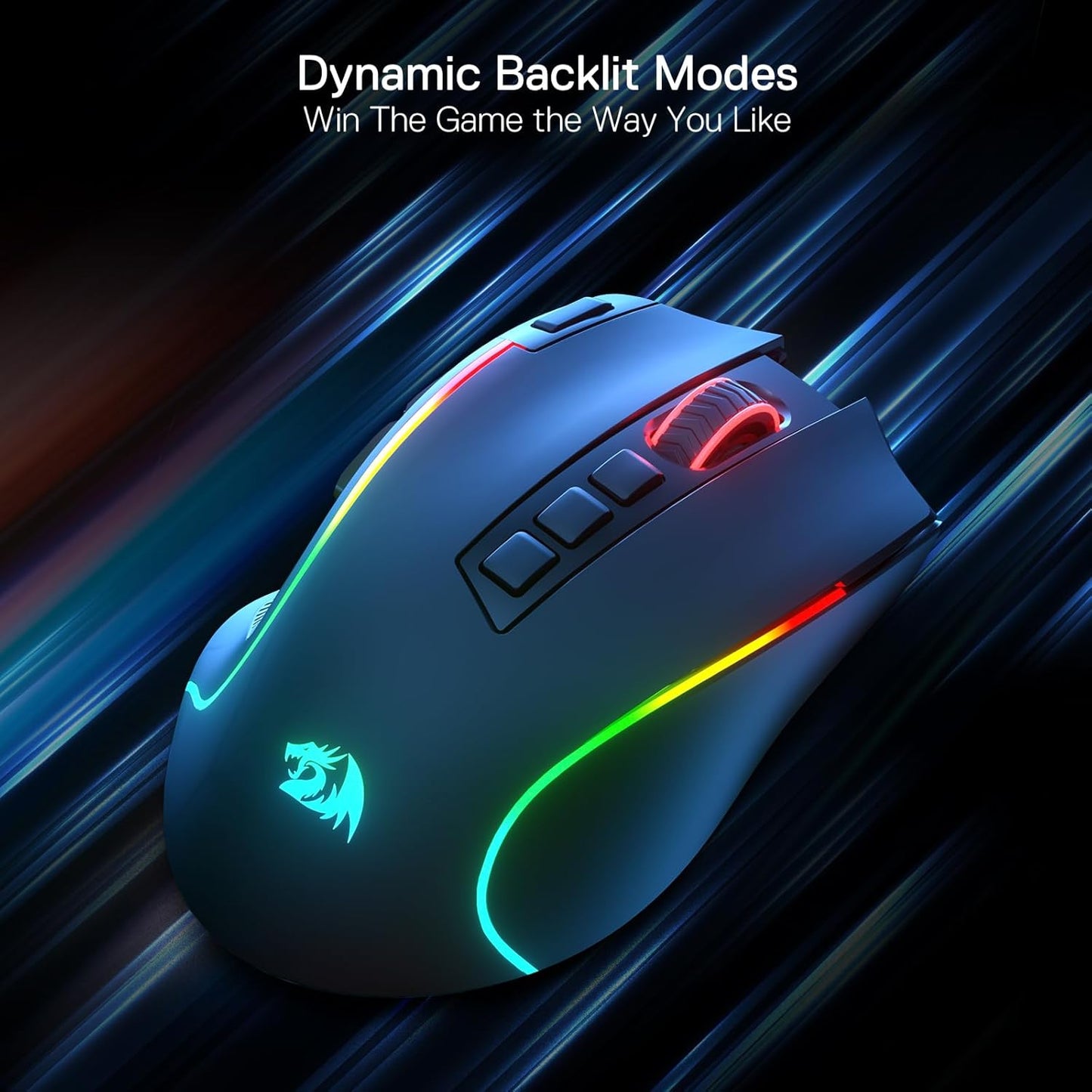M612 PRO RGB Gaming Mouse, 8000 DPI Wired/Wireless Optical Gamer Mouse with 9 Programmable Buttons & 7 Backlit Modes, BT & 2.4G Wireless, Software Supports DIY Keybinds Rapid Fire Button