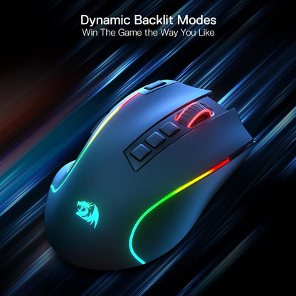 M612 PRO RGB Gaming Mouse, 8000 DPI Wired/Wireless Optical Gamer Mouse with 9 Programmable Buttons & 7 Backlit Modes, BT & 2.4G Wireless, Software Supports DIY Keybinds Rapid Fire Button