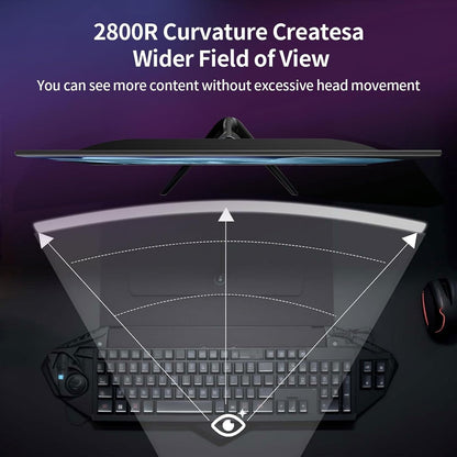 24 Inch Curved Gaming Monitor, 180Hz/200Hz FHD 1080P, 1Ms Response, AMD Freesync, Eye-Care Flicker-Free, Frameless Esports Display with HDMI & DP, VESA Wall Mount – Black