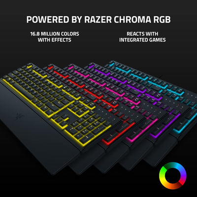 Razer Ornata V3 X - Low Profile Gaming Keyboard (Silent Membrane Switches, Uv-Coated Keycaps, Durable, Spill-Resistant Design, Ergonomic Writst Rest) QWERTY UK Layout | Black