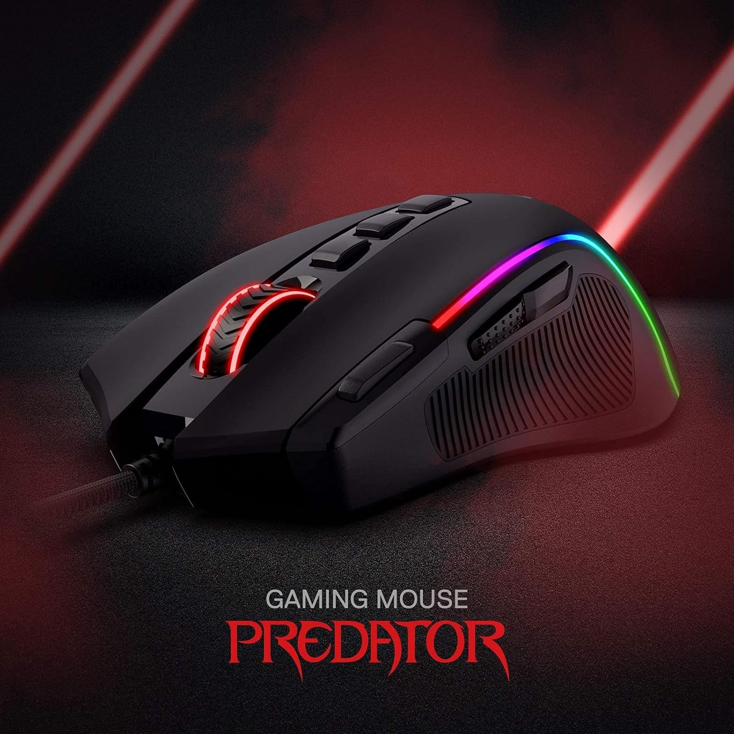 M612 Predator RGB Gaming Mouse, 8000 DPI Wired Optical Gamer Mouse with 11 Programmable Buttons & 5 Backlit Modes, Software Supports DIY Keybinds Rapid Fire Button