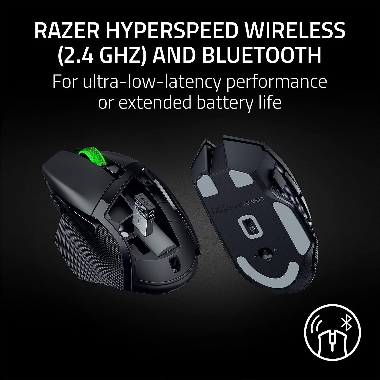 Razer Basilisk V3 X Hyperspeed - Customizable Wireless Gaming Mouse (Iconic Ergonomic Form with 9 Customisable Controls, Hyperspeed Wireless, 5G Advanced 18K Optical Sensor, Chroma RGB) Black