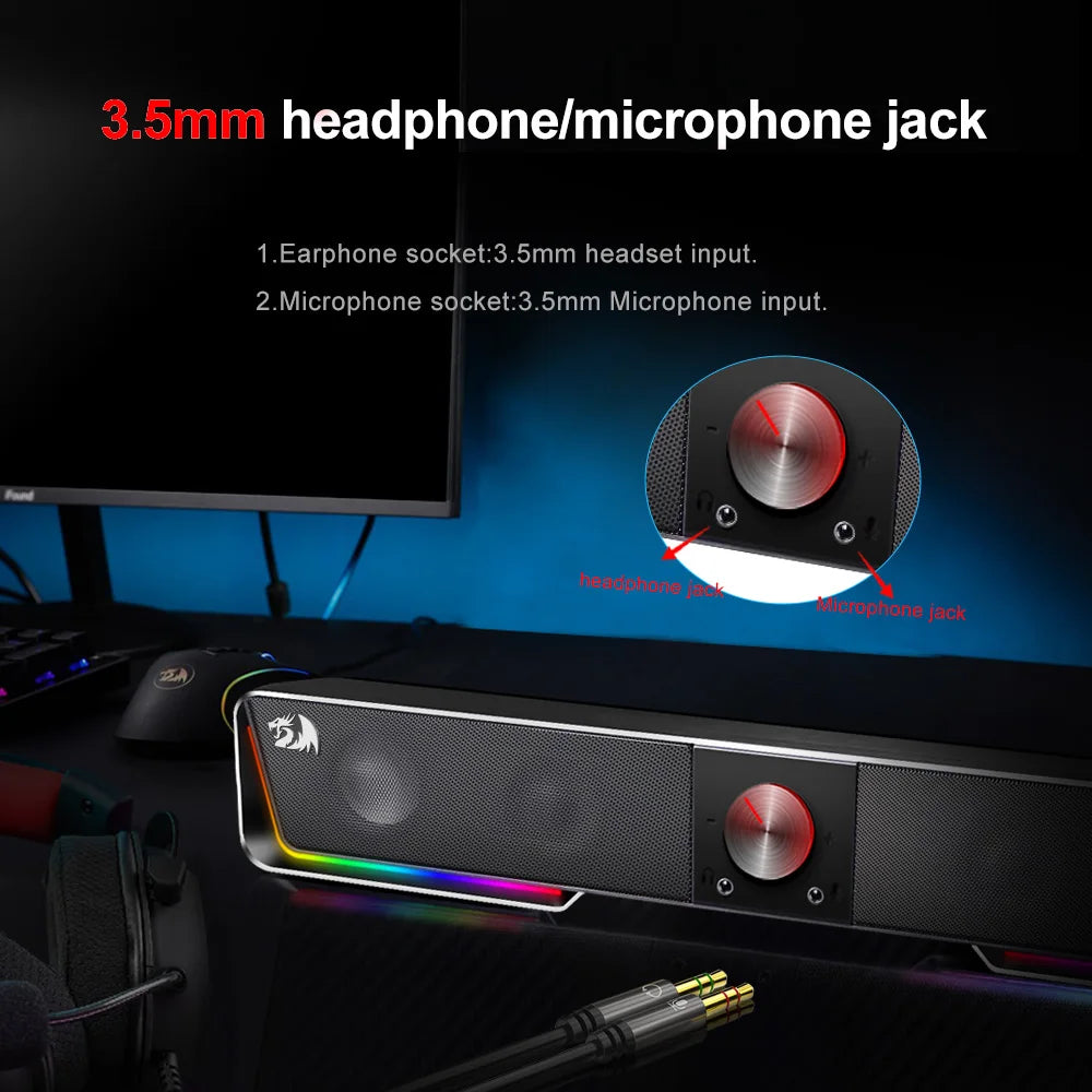 GS570 Darknets Support Bluetooth Wireless Aux 3.5 Surround RGB Speakers Column Sound Bar for Computer PC Loudspeakers