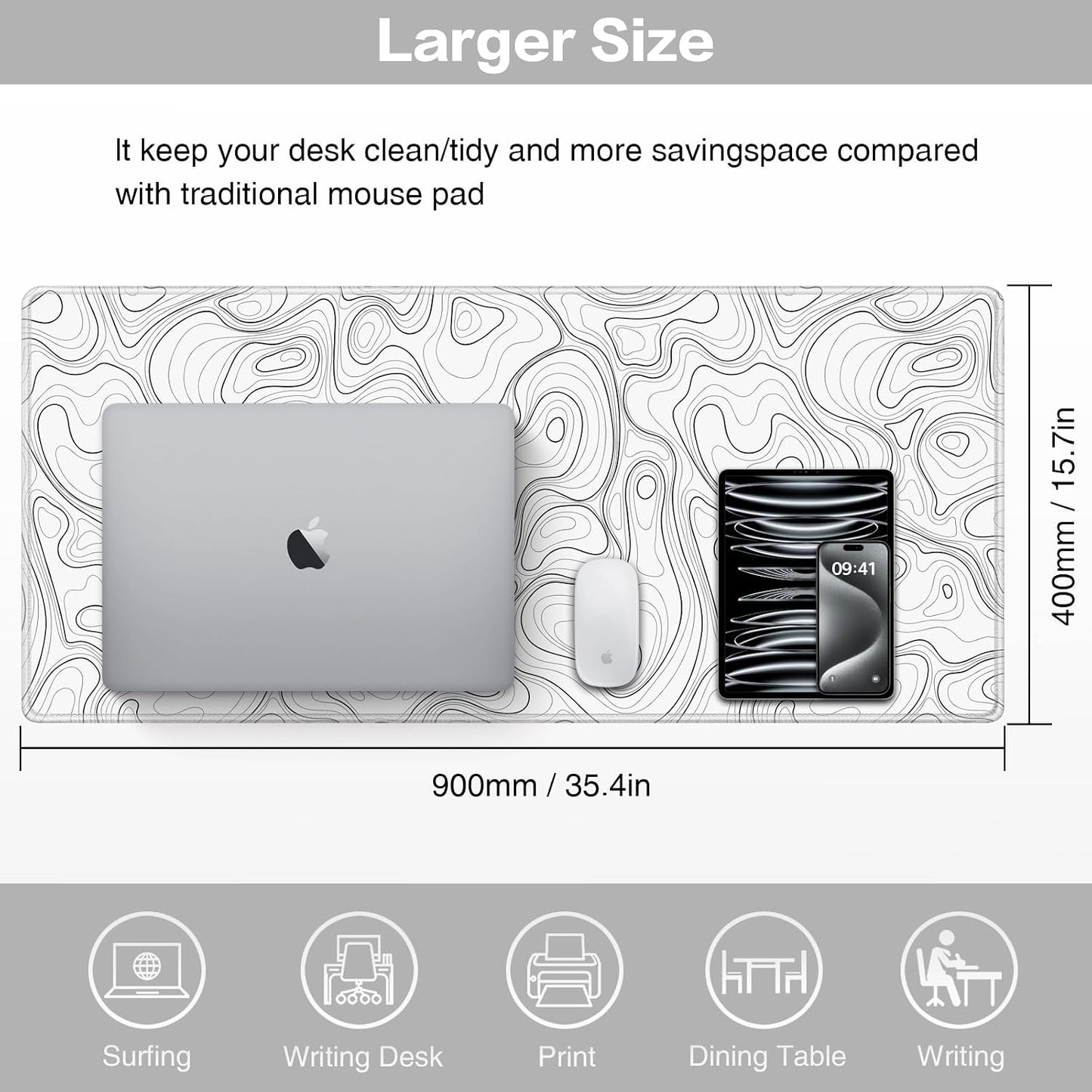 Large Mouse Pad, 900X400Mm XXL Mousepad, Desk Mat,Gaming Mouse Mat | Keyboard Desk Pad with Stitched Edges,Non-Slip Rubber,Waterproof & Durable Mousepad /Improved Precision and Speed