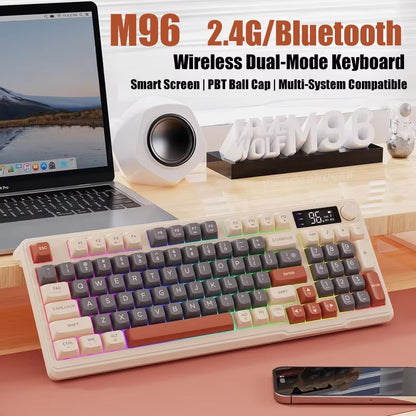 M96 Bluetooth Keyboard Wireless  Screen Gaming Keyboard,Electronic Screen, Multi-Device Connection,Ergonomics Gaming