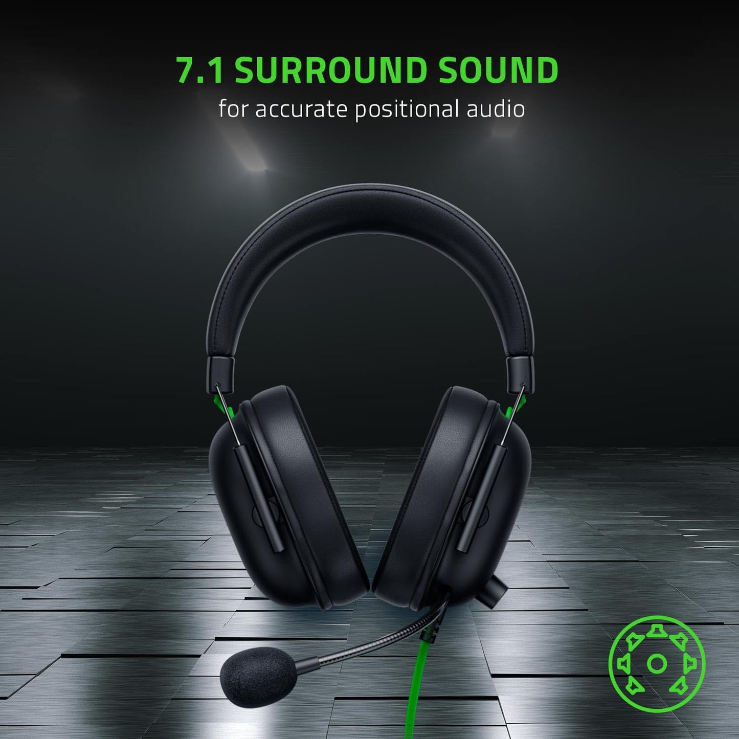 Razer Blackshark V2 X USB - Wired Esports Headset (Triforce 50 Mm Drivers, Noise Cancellation, 240G Ultra-Light Build, Memory Foam Cushions, 7.1 Surround Sound) Black