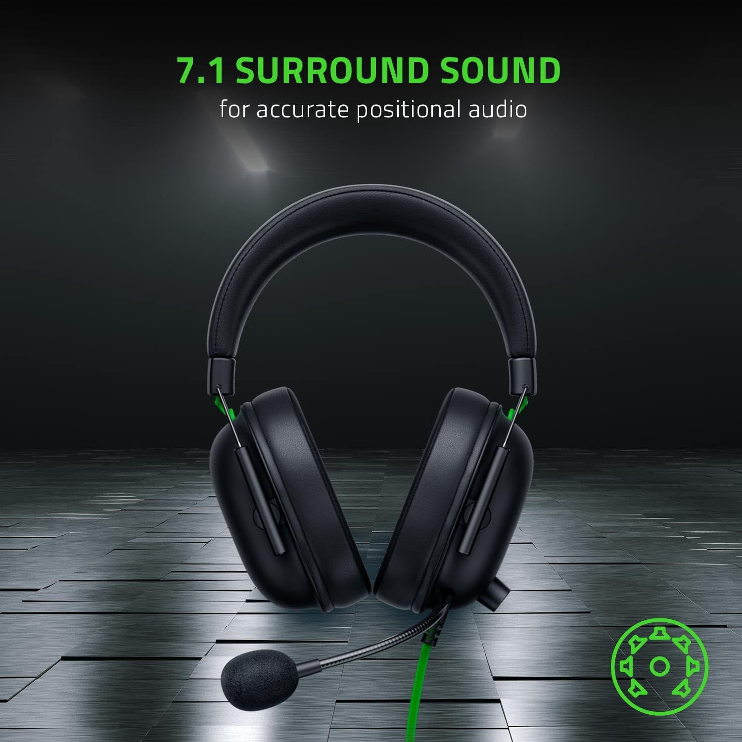 Razer Blackshark V2 X USB - Wired Esports Headset (Triforce 50 Mm Drivers, Noise Cancellation, 240G Ultra-Light Build, Memory Foam Cushions, 7.1 Surround Sound) Black