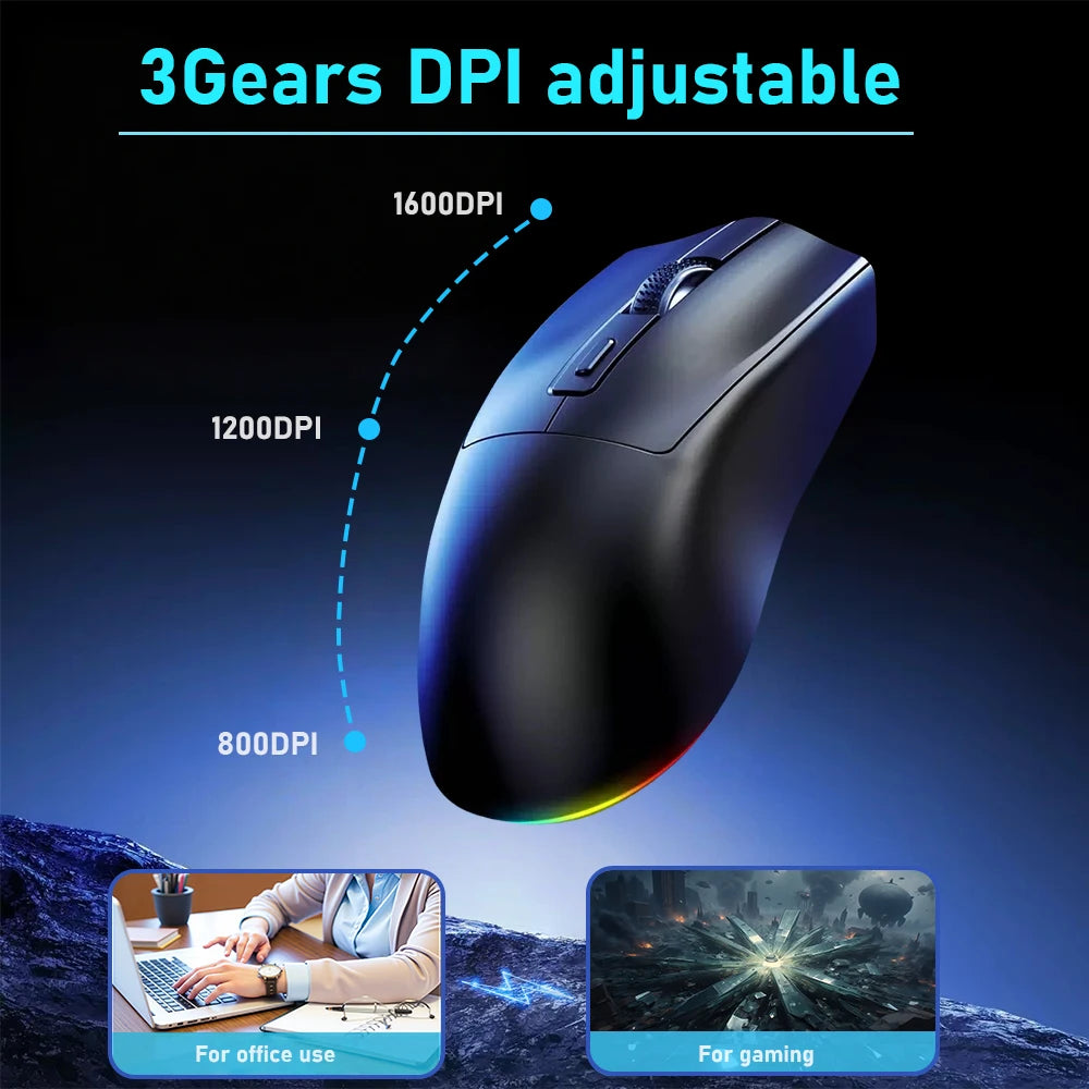 Bluetooth/2.4G Dual-Mode Wireless Connection Mouse,Rechargeable Magnetic Base,Led Backlight,Suitable for Laptop Office Mouse