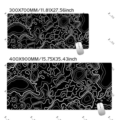 Black White Topographic Map XXL Mouse Pad Computer Keyboard Pad Mouse Mat Gamer Soft Office Carpet Table Mat Desktop Mousepad
