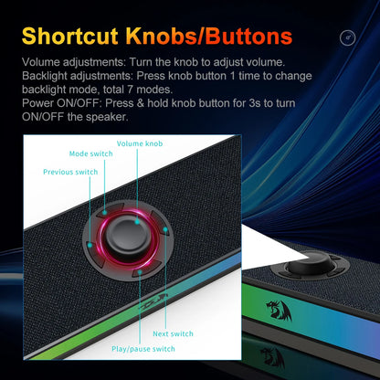 NEO GS515 USB RGB Desktop Soundbar 2.0 Channel Stereo Computer Speakers Support Bluetooth Wireless for PC Loudspeakers