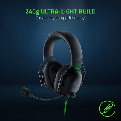 Razer Blackshark V2 X USB - Wired Esports Headset (Triforce 50 Mm Drivers, Noise Cancellation, 240G Ultra-Light Build, Memory Foam Cushions, 7.1 Surround Sound) Black