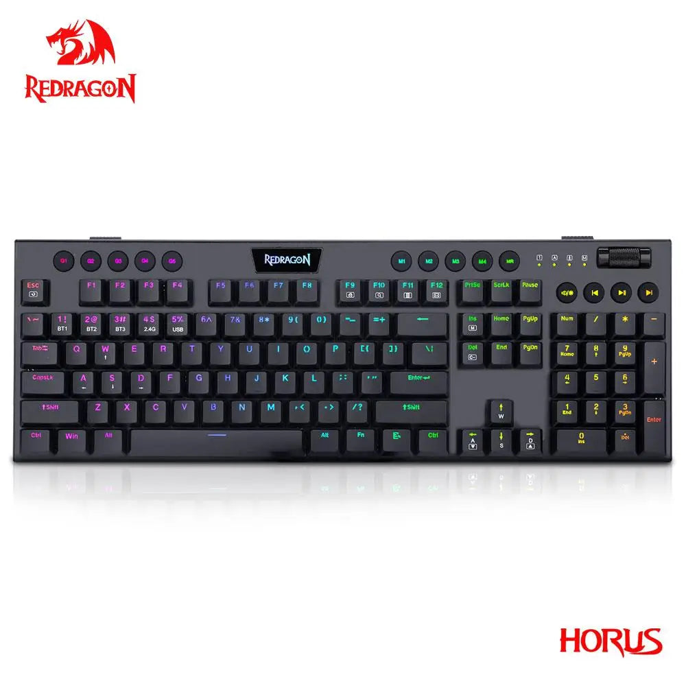 Horus K618 RGB Support Bluetooth 5.0 Wireless USB 2.4G 3 Mode Mechanical Gaming Keyboard 104 Keys for Compute PC Laptop